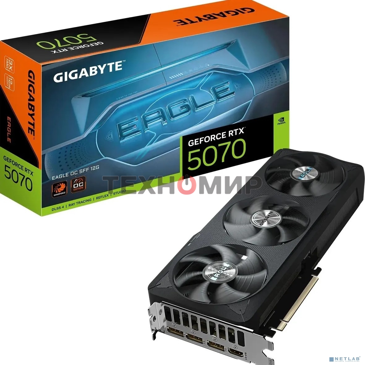 Видеокарта Gigabyte PCI-E GV-N5070EAGLE OC-12GD 1.0 NVIDIA GeForce RTX 5070 12Gb 192bit GDDR7 2805/28000 HDMIx1 DPx3 HDCP Ret
