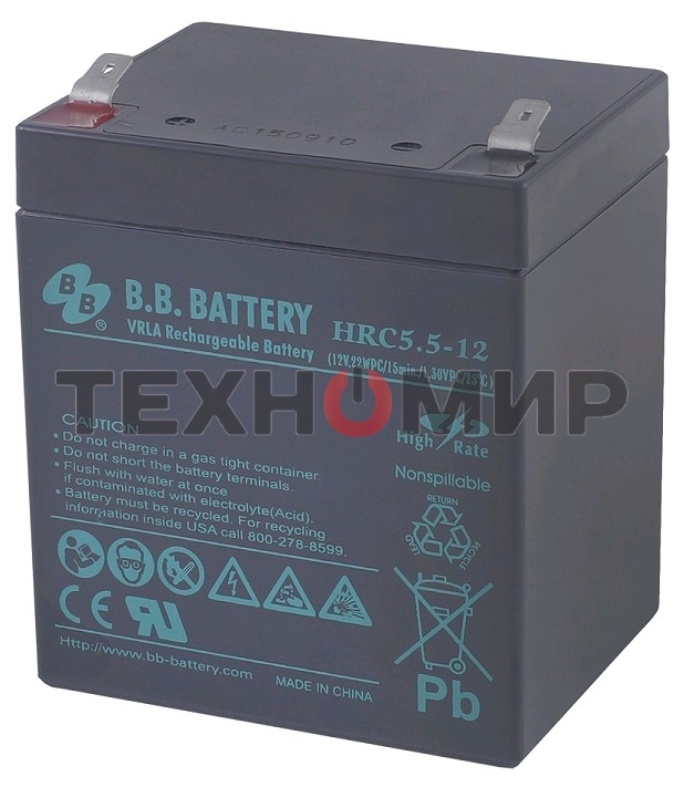 Батарея для ИБП B.B. Battery HRC 5.5-12 (12V 5Ah)