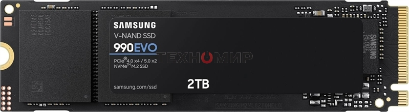Накопитель SSD Samsung 990 EVO, 2000Gb, PCIe 4.0 x4, M.2 2280, NVMe, R/W 5000/4200