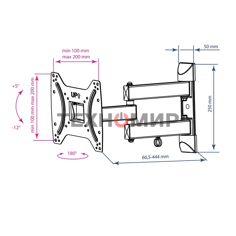 Кронштейн Kromax DIX-22 черный для TV 15