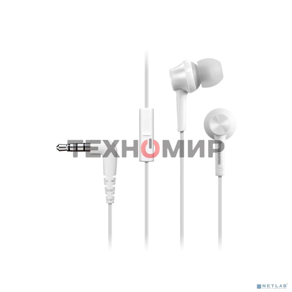 Наушники внутриканальные Panasonic RP-TCM115GCW 10-24000Гц 1.2м 3.5мм 98дБ микрофон белые