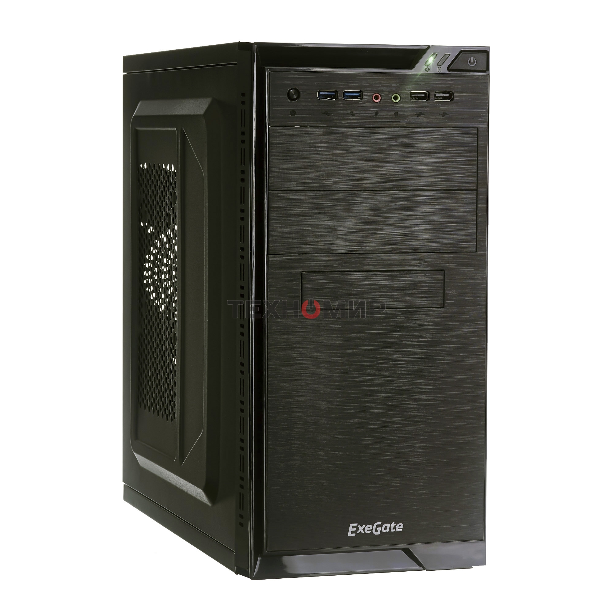 Компьютерный корпус Minitower ExeGate EX272749RUS QA-412U Black, mATX, (без БП), 2хUSB+2хUSB 3.0, Audio
