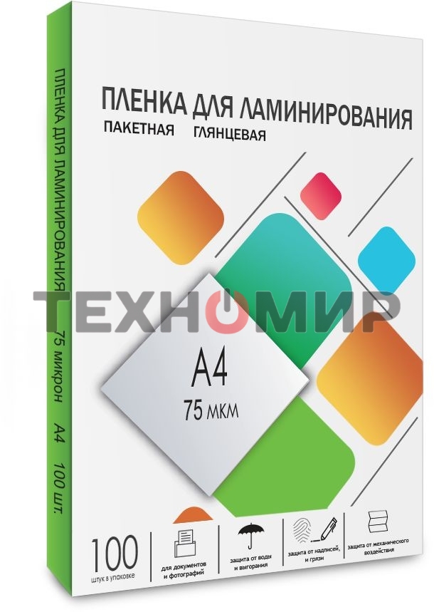 Пленка для ламинирования 216х303 (75 мик) 100 шт. Гелеос (LPA4-75)
