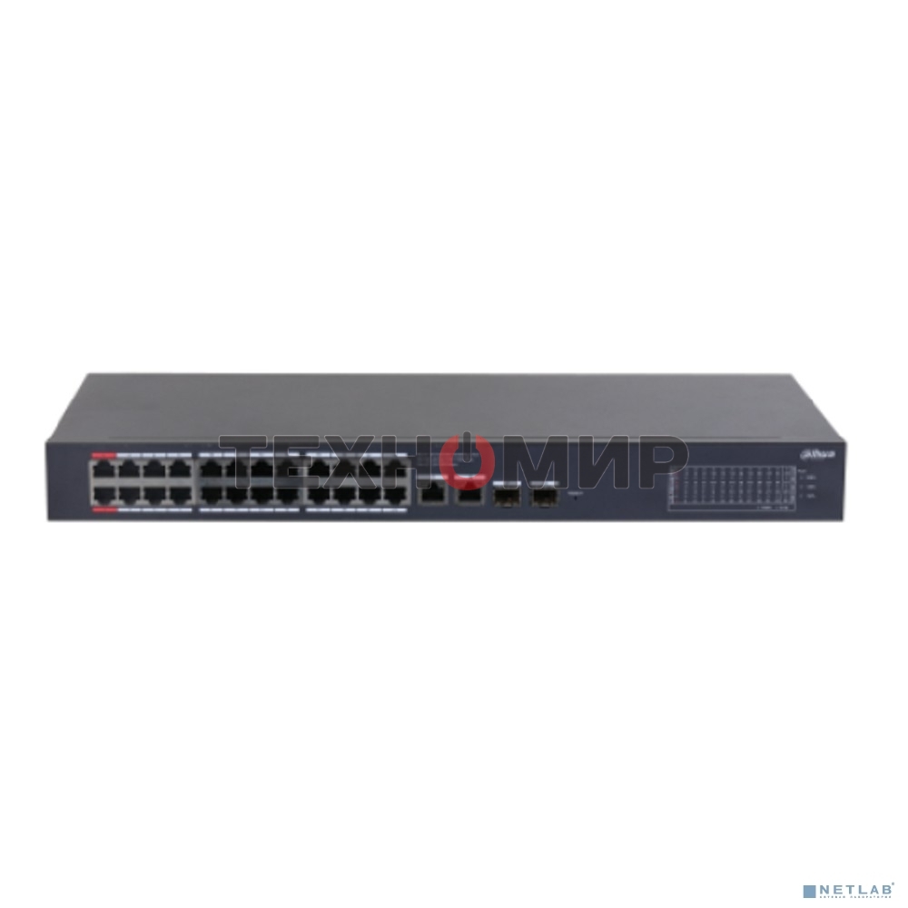 Коммутатор Dahua DH-CS4228-24GT-240 (L2) 26x1Gbит/с 2xКомбо(1000BASE-T/SFP) 24PoE 265W управляемый