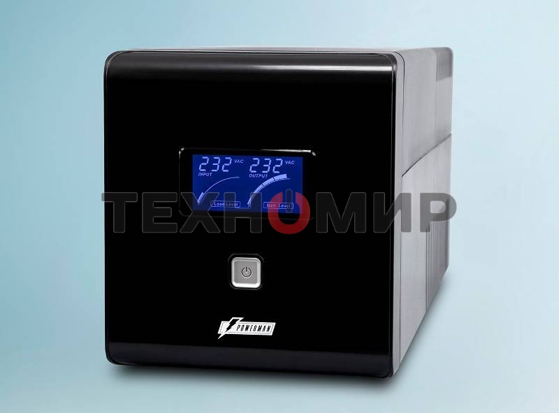 Источник бесперебойного питания PowerMan Smart Sine 1000 черный (Pure Sine Wave/LCD Display/USB/Software/RJ11/45)