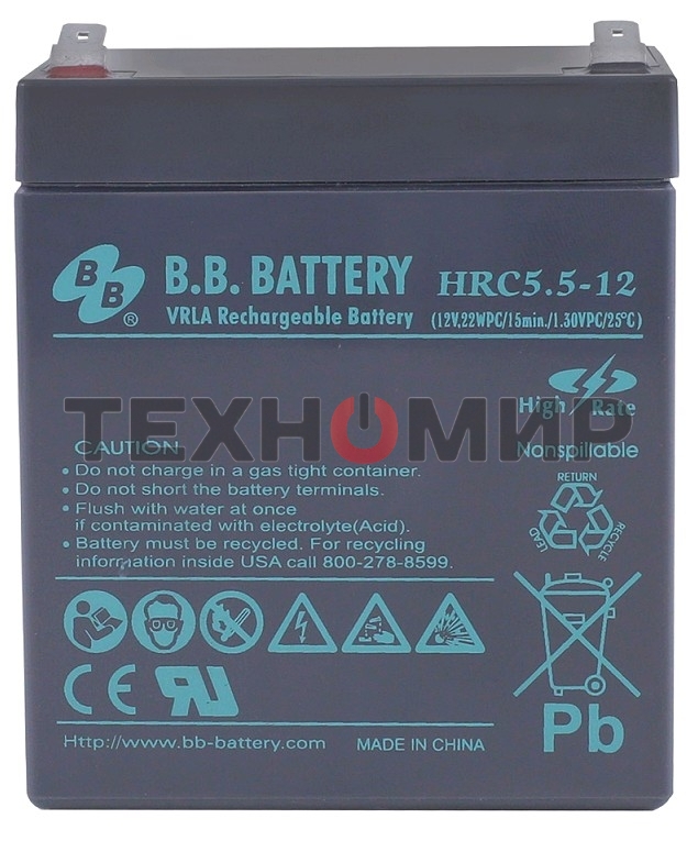 Батарея для ИБП B.B. Battery HRC 5.5-12 (12V 5Ah)