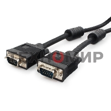 Кабель Gembird/Cablexpert VGA Premium,15M/15M, 1.8м, тройн.экран, феррит.кольца, черный, пакет