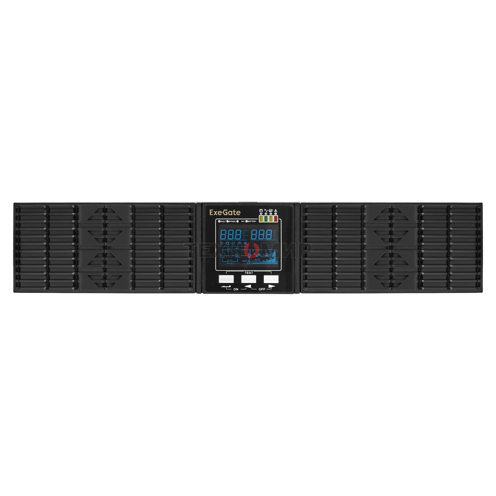 Источник бесперебойного питания On-line ExeGate PowerExpert ULS-2000.LCD.AVR.1SH.2C13.USB.RS232.SNMP.2U 2000VA/2000W, On-Line, PF=1, LCD, 1*Schuko+2*C13, RS232, USB, SNMP-slot, Rackmount 2U/Tower, металлический корпус, черный