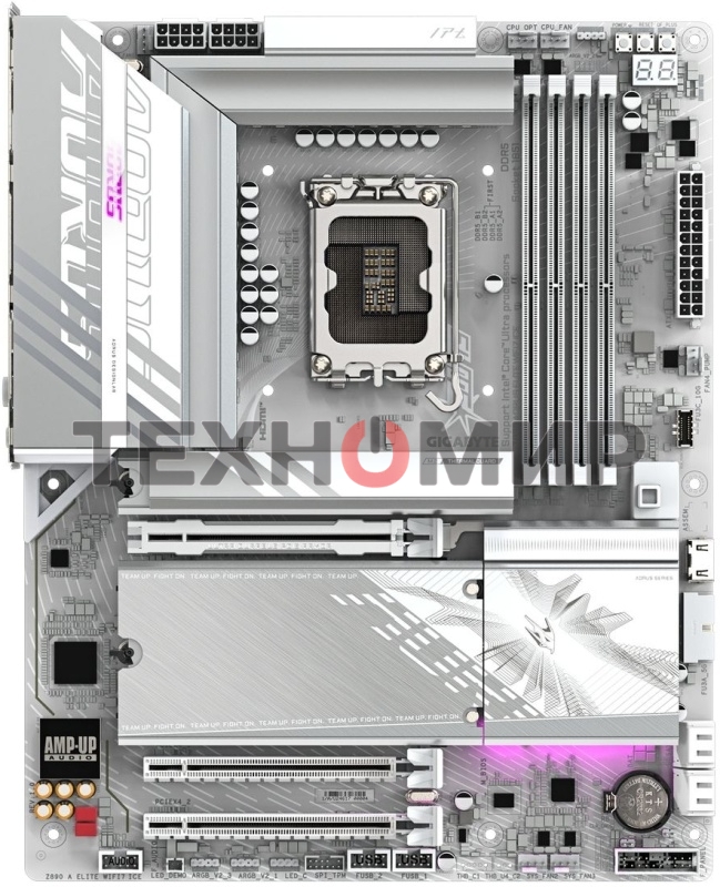 Материнская плата GIGABYTE Z890 AORUS ELITE WIFI7 ICE, LGA1851, Intel Z890, 4xDDR5, 4xSATA, 4xM.2, 1xPCIe 5.0 x16, 2xPCIe 4.0 x4, 1xDP (v1.4), 1xUSB Type-C, 1x2.5Gb LAN, Wi-Fi 7, Bluetooth 5.4, S/PDIF, 2x3.5 мм, 7.1, ATX