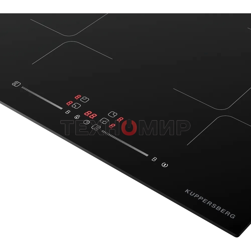 Варочная панель Kuppersberg ICI 625, индукция, High-Tech, 59 см, 9 уровней мощности, блокировка управления, автоматическое отключение, Inverter, таймер, Booster, Flexi-zone, слайдерное управление, черный