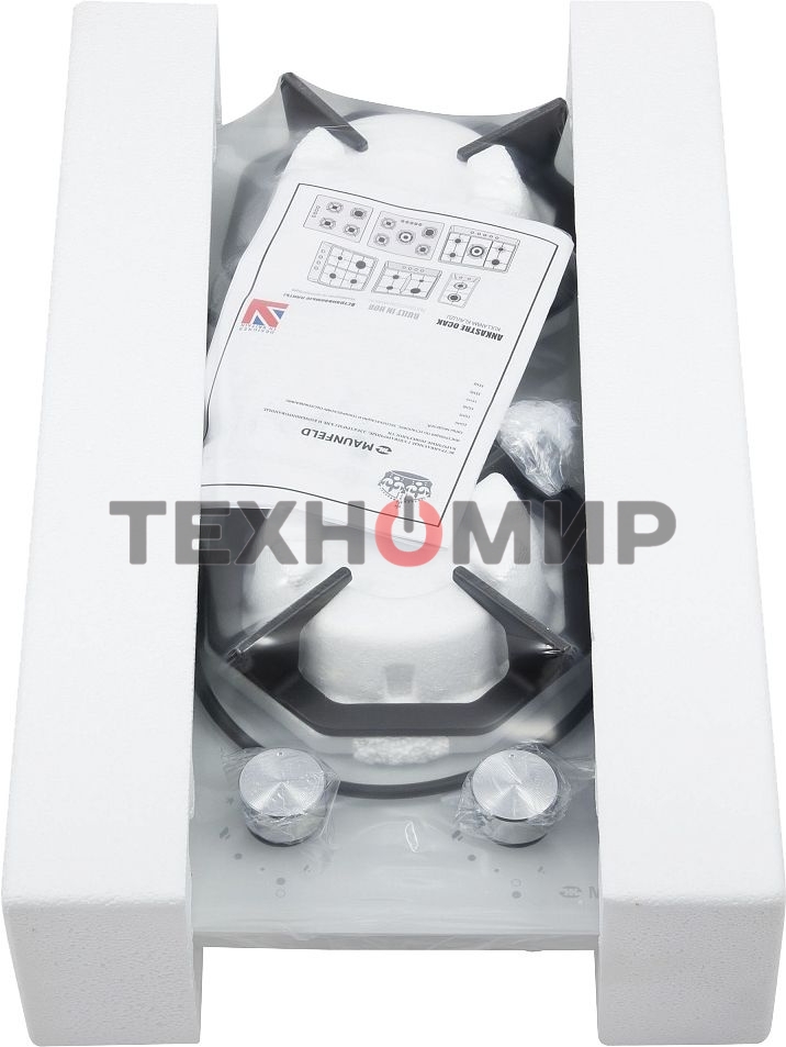 Газовая варочная панель Maunfeld EGHG.32.2CW/G, 2 конфорки, закаленное стекло, белый