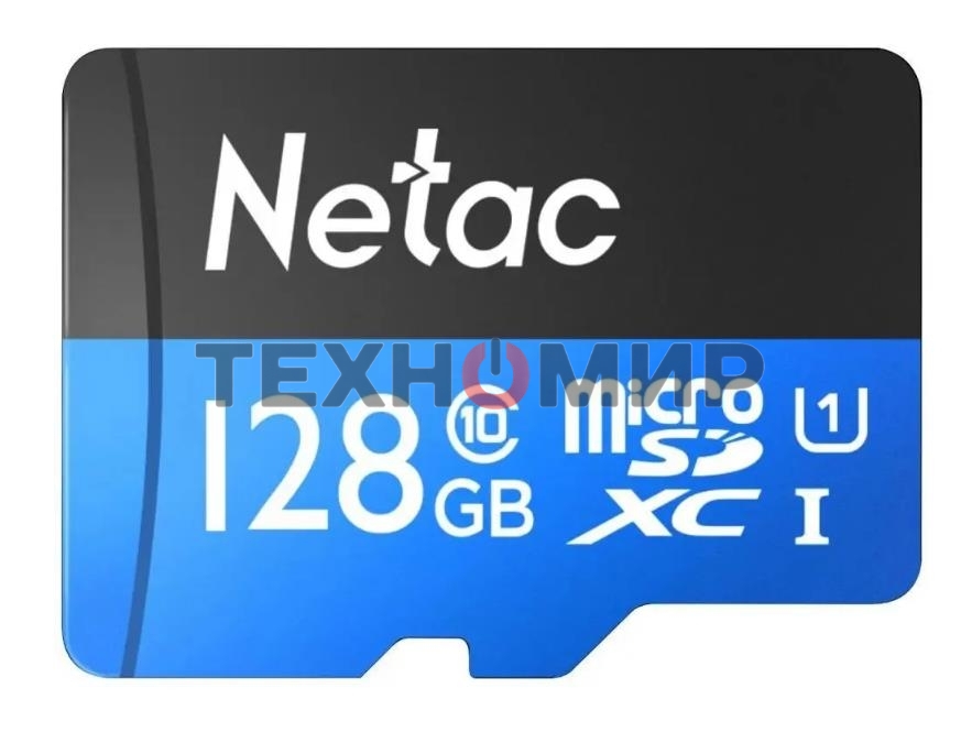 Флеш карта MicroSDXC 128Gb Netac Class 10 UHS-I U1 P500 Standart + адаптер NT02P500STN-128G-R