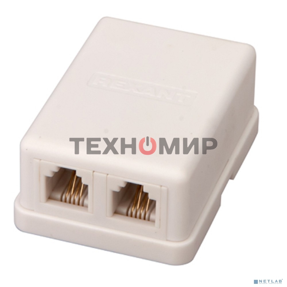 Розетка телефонная Rexant 2-м ОП RJ11 белый