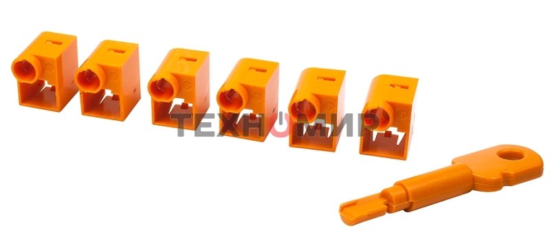 Комплект блокираторов коннектора RJ-45 (6 шт.) + ключ, оранжевый