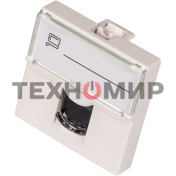Вставка Mosaic 45x45, RJ-45 UTP, кат.6, со шторкой и увеличенным окном маркировки, белая