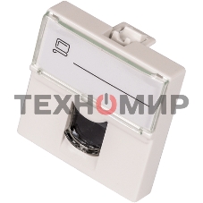 Вставка Mosaic 45x45, RJ-45 UTP, кат.6, со шторкой и увеличенным окном маркировки, белая