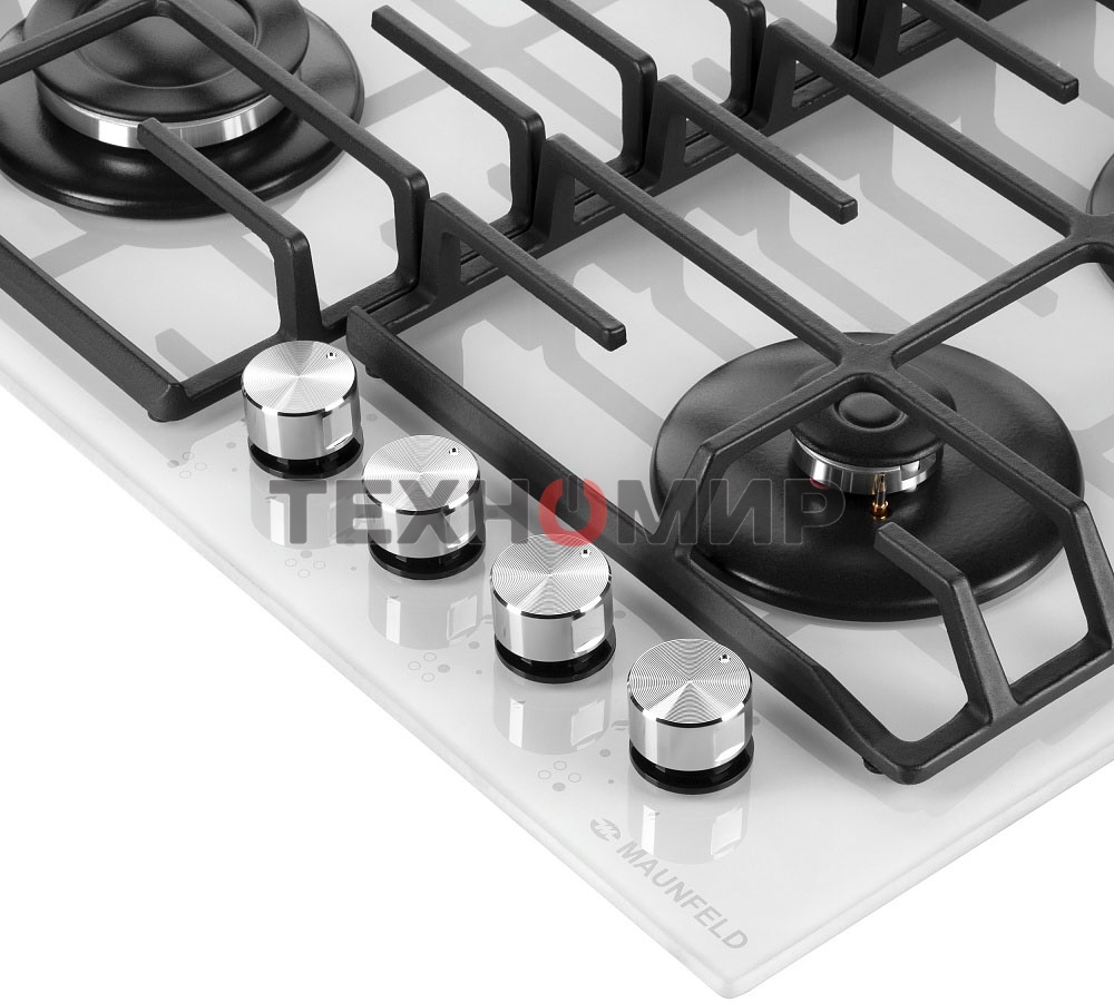 Газовая варочная панель Maunfeld EGHG.64.6CW/G, 4 конфорки, закаленное стекло, белый
