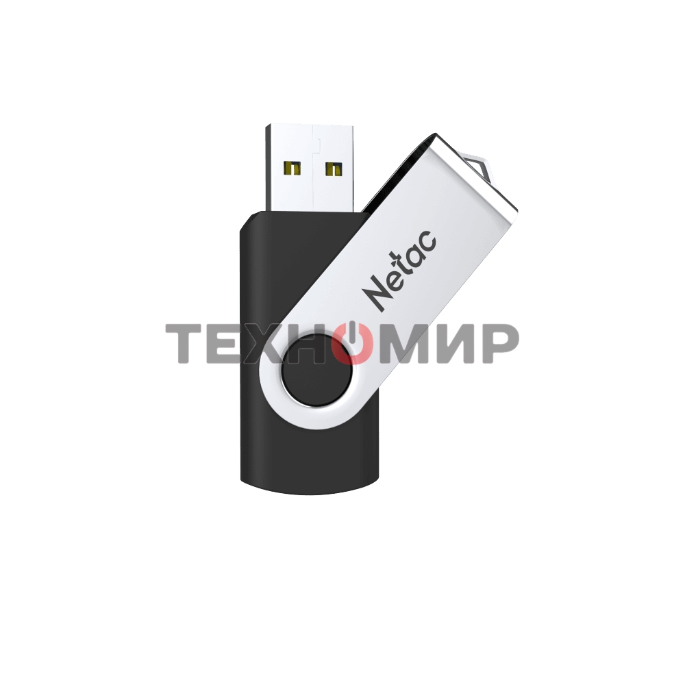 Флешка USB Netac U505 (NT03U505N-064G-20BK), 64Gb, USB 2.0, R/W 70/30, черный/серебристый