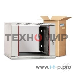 Шкаф настенный ЦМО ШРН-Э-9.500 9U 600x520 мм пер. дв. стекл несъемные бок. пан. серый