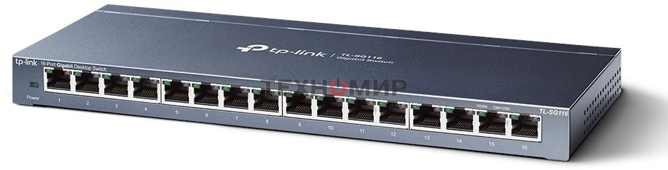 Коммутатор TP-Link TL-SG116 16-портовый гигабитный настольный коммутатор