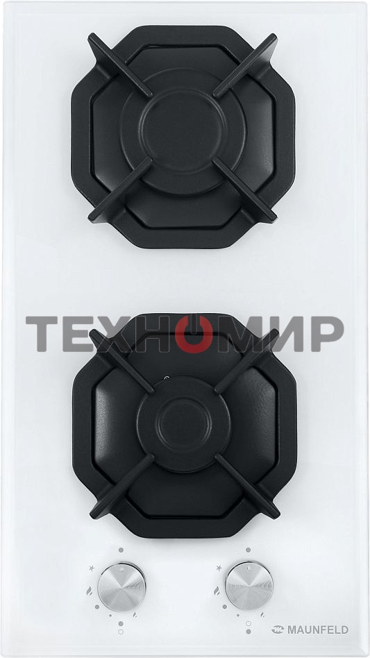 Газовая варочная панель Maunfeld EGHG.32.2CW/G, 2 конфорки, закаленное стекло, белый