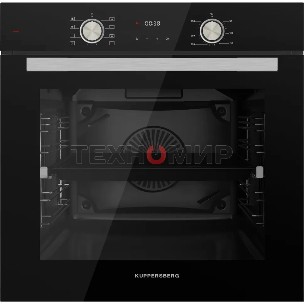 Встраиваемый духовой шкаф Kuppersberg HO 608 B электрический, High-Tech, 60 см, объем 80 л, 8 режимов, поворотное управление, макс. Температура 300 градусов, дисплей, таймер, черный