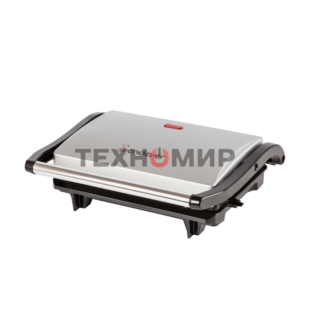 Гриль электрический Endever Grillmaster 115, 1500 Вт, авто терморегулятор, антипригарное покрытие, индикатор нагрева, серебристый/черный