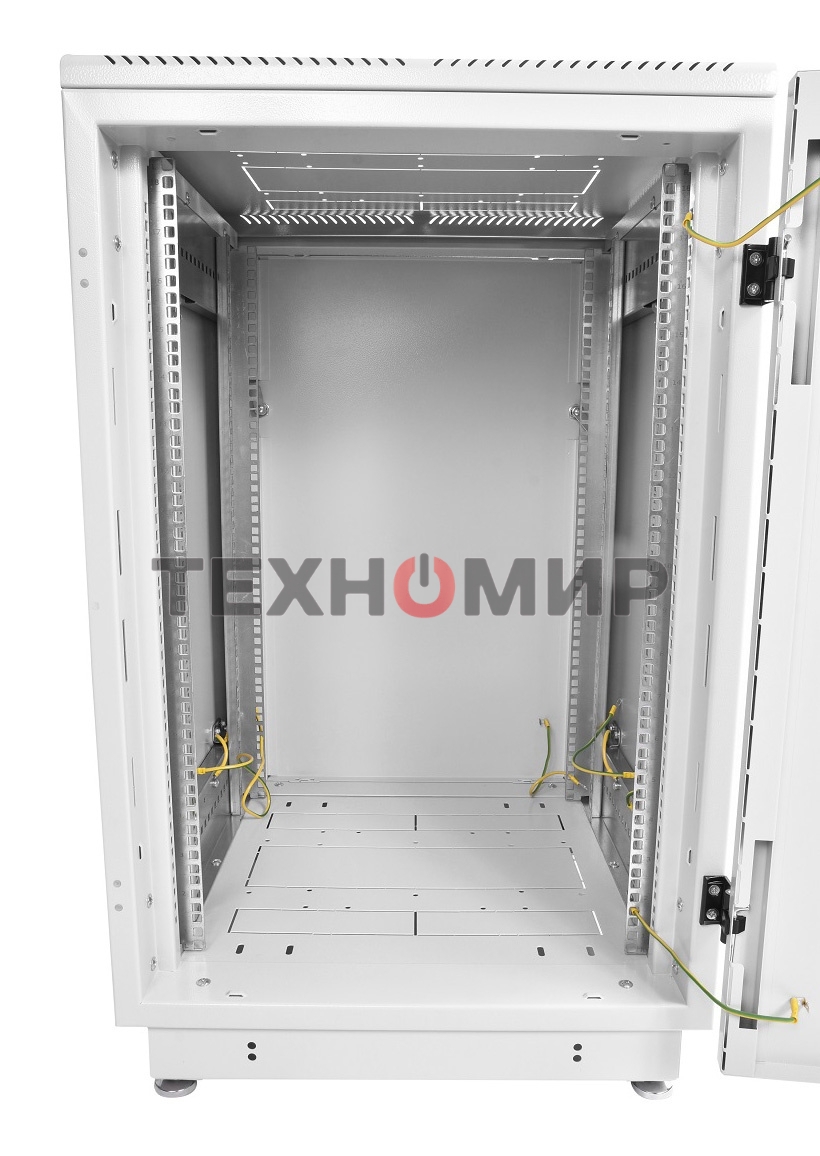Шкаф коммутационный ЦМО ШТК-М-18.6.6-1ААА-9005 18U 600x600 мм пер. дв. стекл задн. дв. стал.лист 2 бок. пан. направл. под закл.гайки 270 кг черный