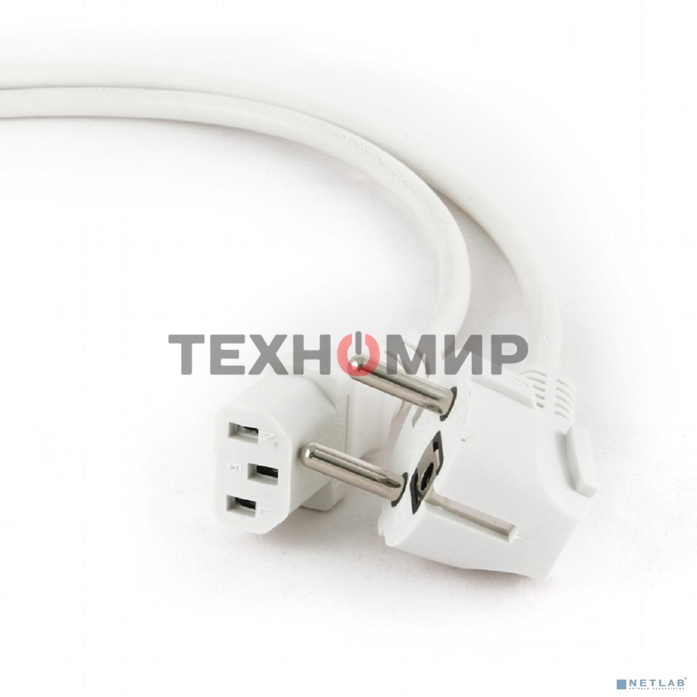 Кабель питания Gembird 1.8м, VDE(0.75мм), белый, с зазем., пакет