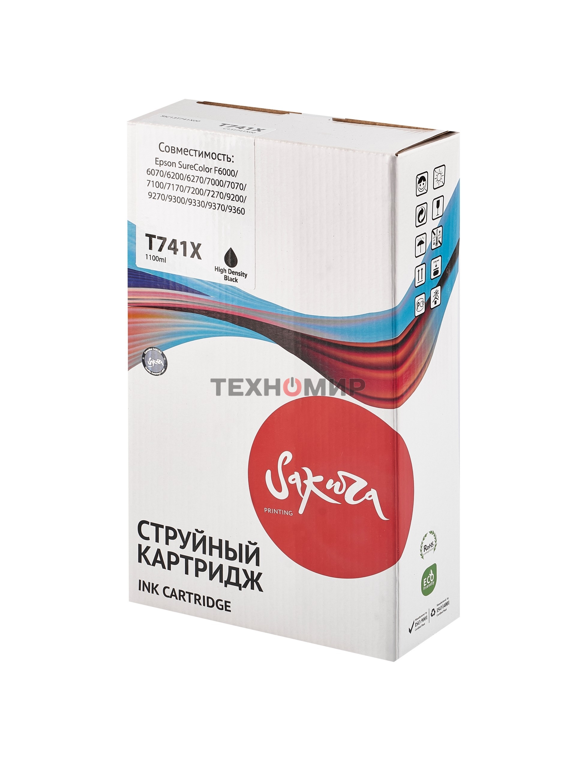 Контейнер с чернилами Sakura C13T741X00 (T741X BK) для Epson, черный, 1000 мл.