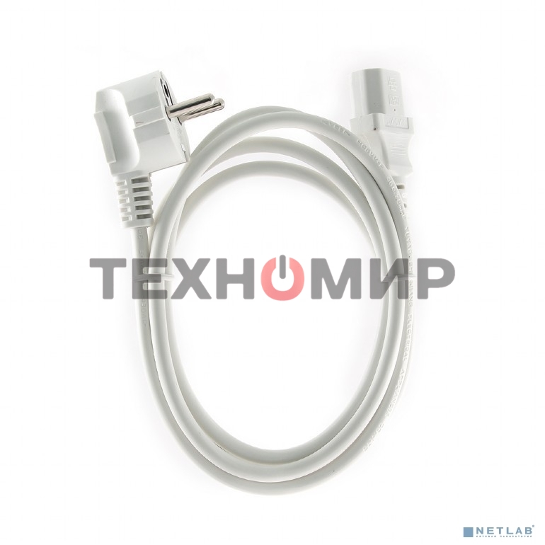 Кабель питания Gembird 1.8м, VDE(0.75мм), белый, с зазем., пакет