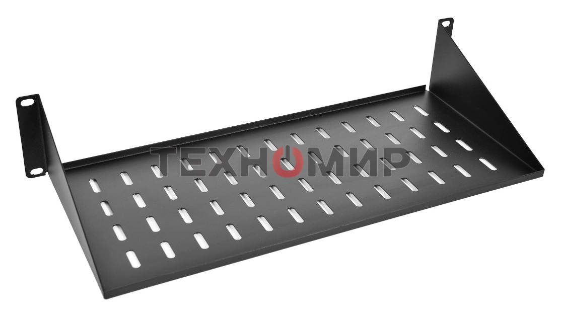 Полка перфорированная консольная 2U, глубина 300 мм, черный (МС-30-9005)