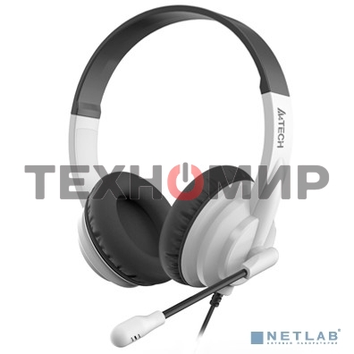 Гарнитура проводная с микрофоном A4Tech HU-10 черный/белый 2м накладные USB оголовье