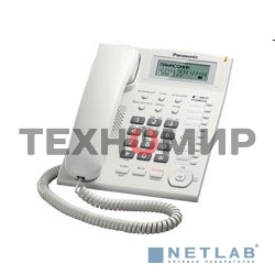 Телефон проводной Panasonic KX-TS2388RUW белый индикатор вызова,повторный набор последнего номера,4 уровня громкости звонка