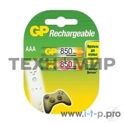 Аккумулятор GP Rechargeable (GP 85AAAHC-2CR2) NiMH 85AAAHC 850mAh, 2 шт AAA, 850мАч (2 шт. в уп-ке)