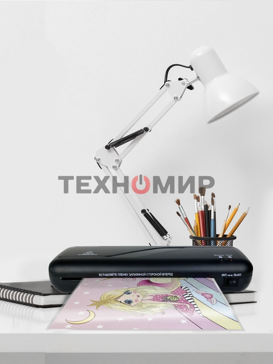 Ламинатор Гелеос ЛМ A4 Старт, А4, 2х150 (пленка 75-150мкм), 300 мм/мин, 2 вала, пласт. корпус, мах толщина 0,6мм