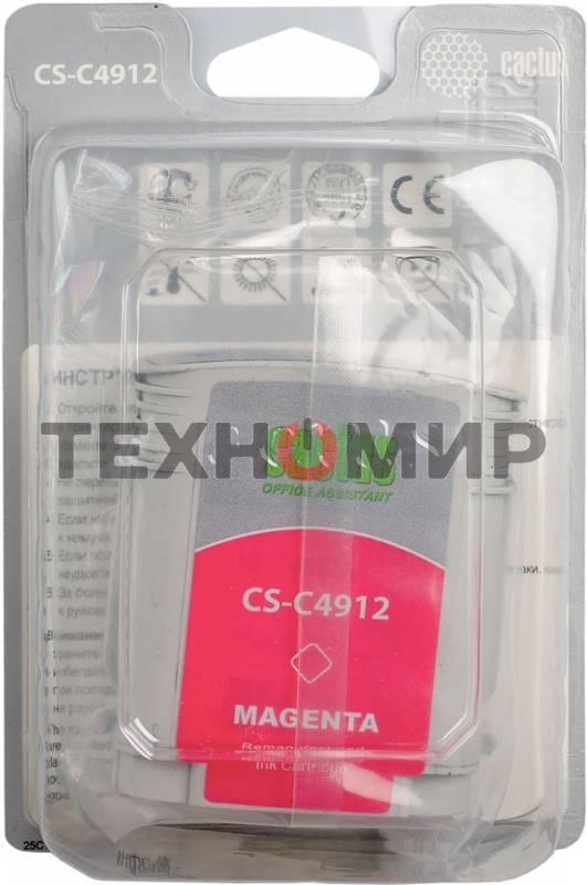 Картридж струйный Cactus CS-C4912 №82 пурпурный (72 мл) для HP Design Jet 500/800C