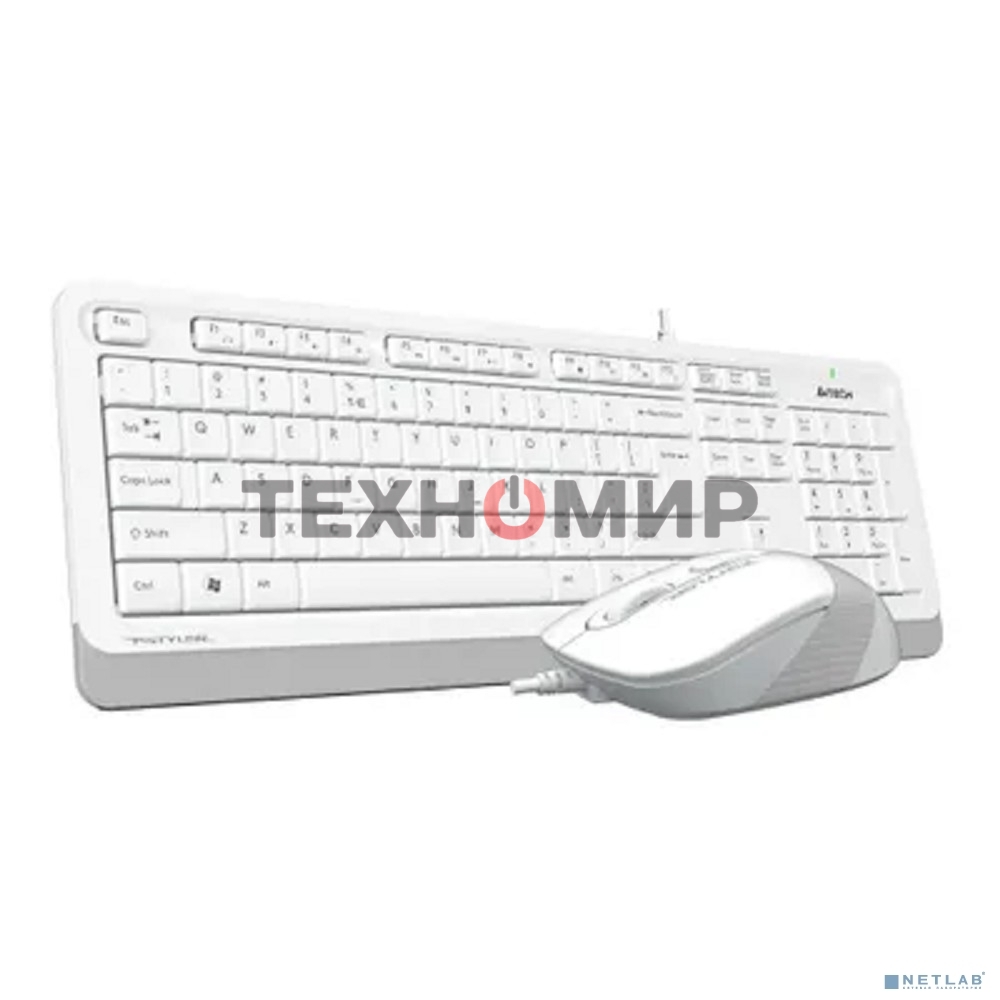 Комплект клавиатура+мышь A4Tech FStyler F1010 проводной, USB, 1600 DPI, белый/серый