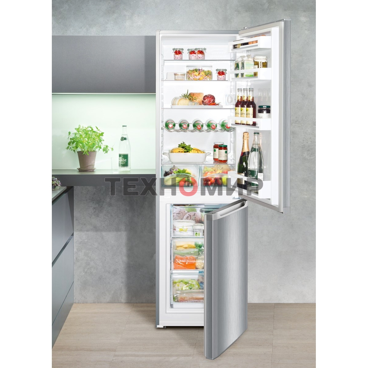 Холодильник Liebherr CUELE 3331-26 001 серебристый двухкамерный 212/84л морозилка снизу