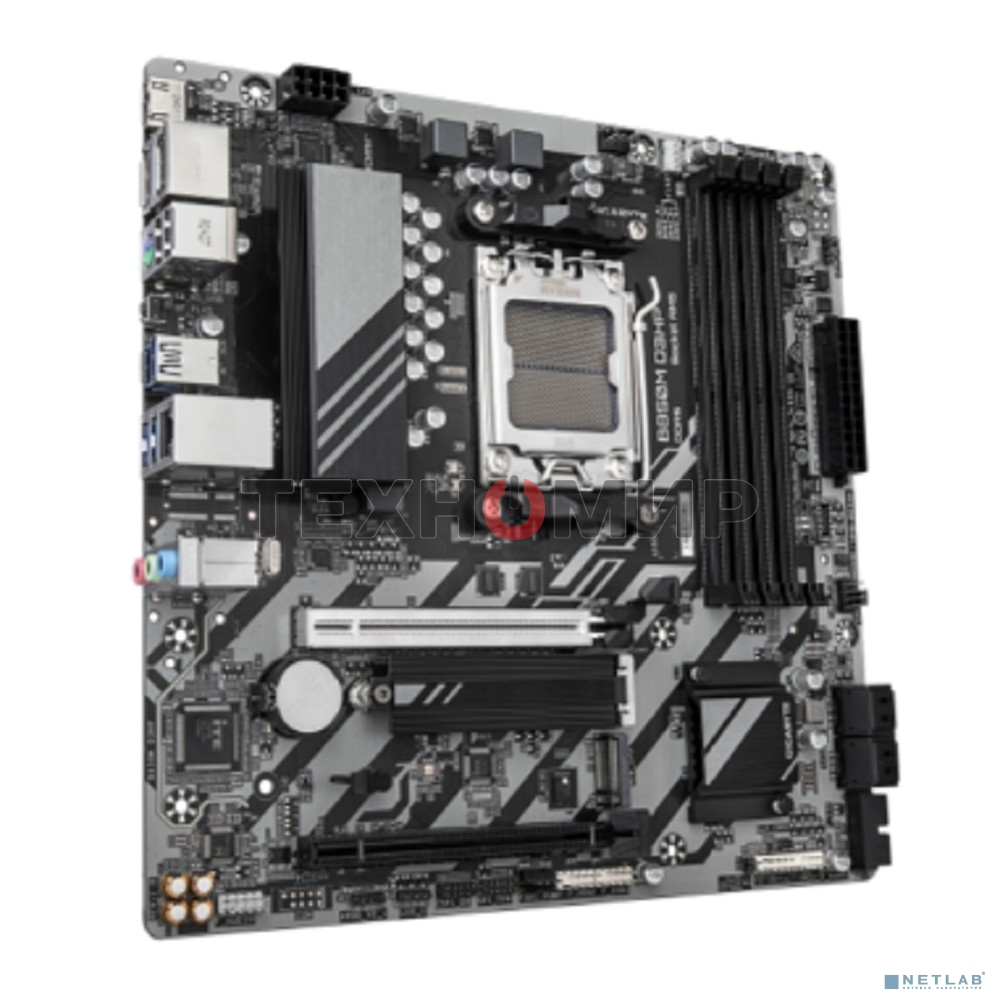 Материнская плата Gigabyte B850M D3HP, AM5, AMD B850, 4xDDR5, 4xSATA, 2xM.2, 1xPCIe 5.0 x16, 1xPCIe 3.0 x4, 1xHDMI, 2xDP, 1x 1Gb LAN, 3xUSB-A 3.2 Gen 1, 2xUSB-A 2.0, 1xUSB-C 3.2 Gen 1, 3x3.5 мм, 7.1, mATX