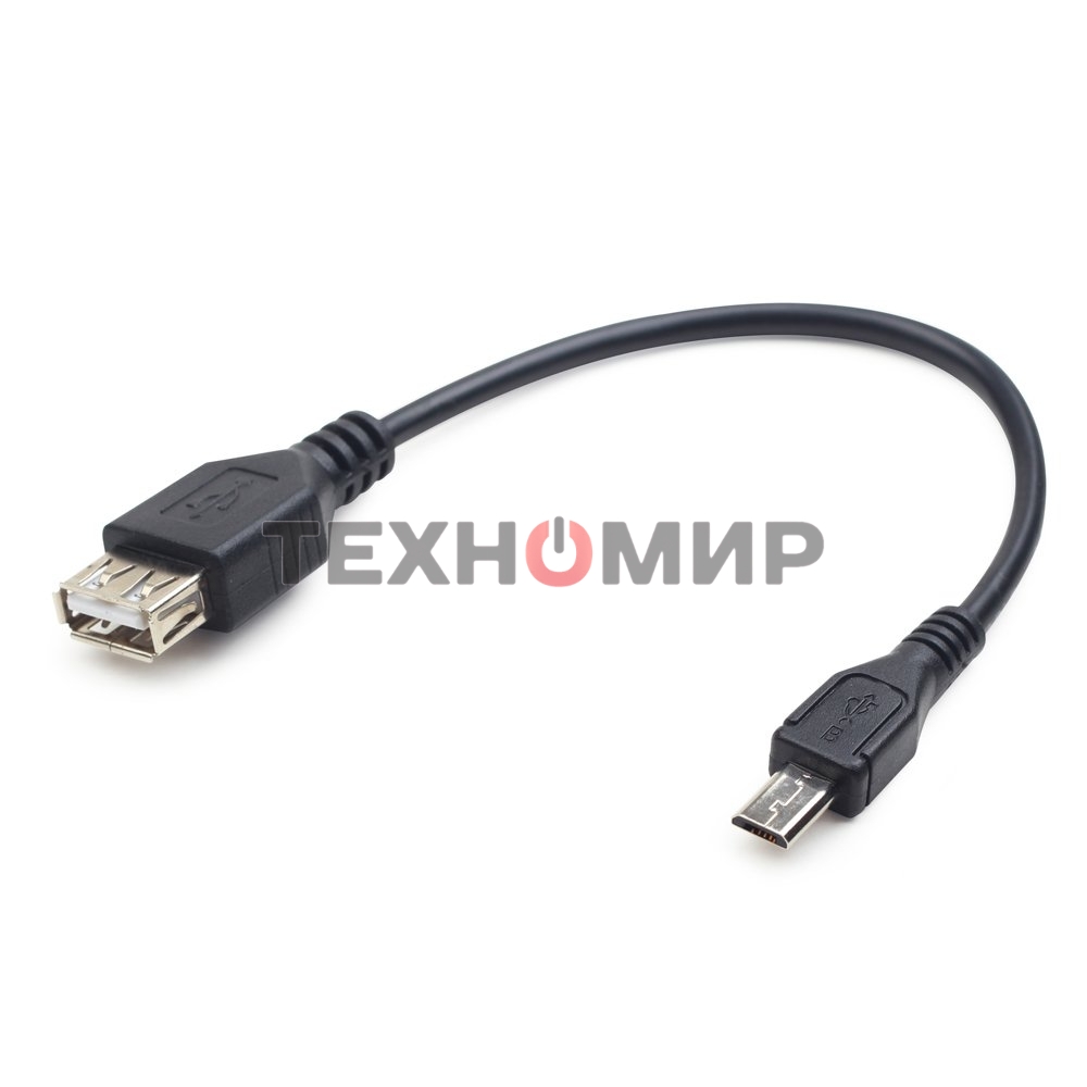 Кабель USB2.0 OTG Cablexpert A-OTG-AFBM-03 USBAF/MicroBM, 0.15м, удлиненный разъем micro USB - 9мм, пакет