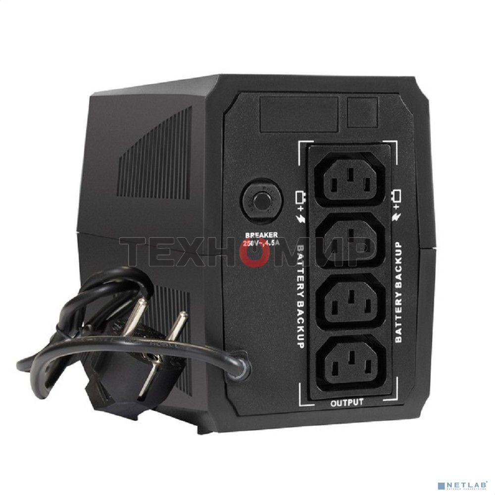 Источник бесперебойного питания ExeGate SpecialPro UNB-500.LED.AVR.4C13 500VA/300W, LED, AVR, 4*C13, черный