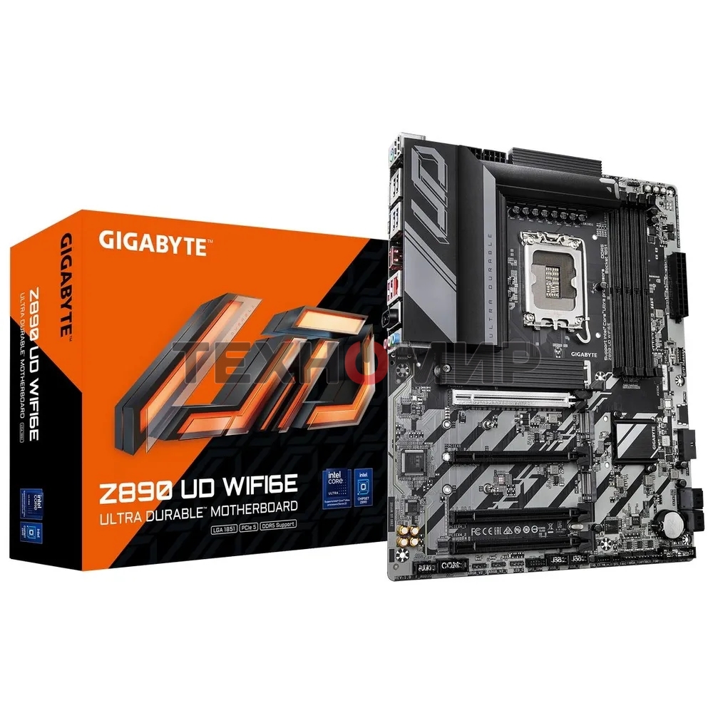 Материнская плата Gigabyte Z890 UD WIFI6E, LGA 1851, Intel Z890, 4xDDR5, 4xSATA, 3xM.2, 1xPCIe 5.0 x16, 2xPCIe 4.0 x4, 1xPCIe 4.0 x1, 1xDP, 1xUSB-C, 1x 2.5Gb LAN, 4xUSB-A 3.2 Gen 1, 1xUSB-A 3.2 Gen 2, 4xUSB-A 2.0, 1xUSB4, 3x3.5 мм, 7.1, ATX