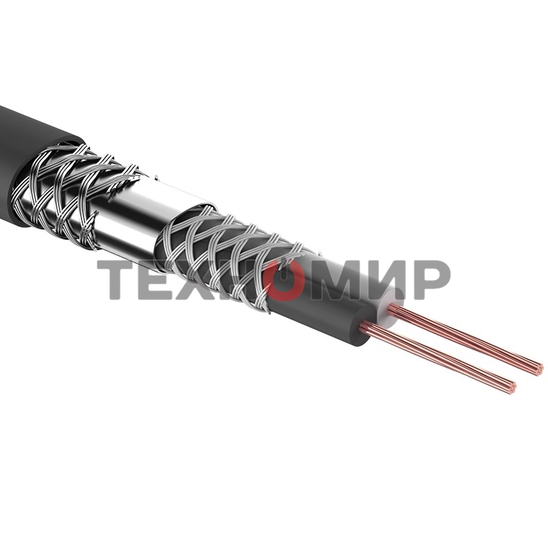 Кабель микрофонный Rexant 2х0,25 мм², ø 6,8 мм, черный, бухта 100 м