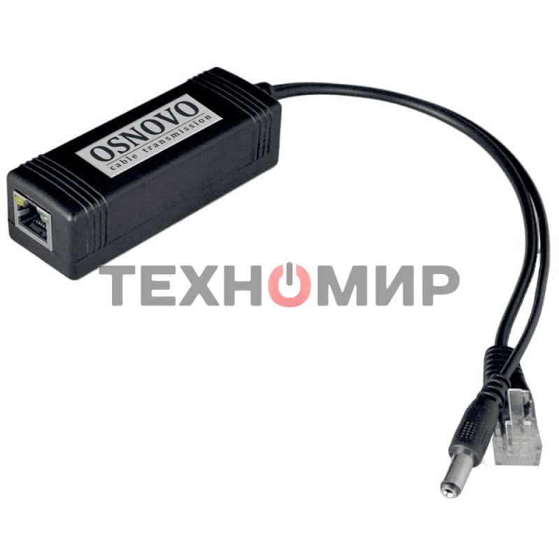 Сплиттер PoE Splitter/2 Osnovo Fast Ethernet. PoE IEEE 802.3af.- RJ45(10/100 Base-T, IE