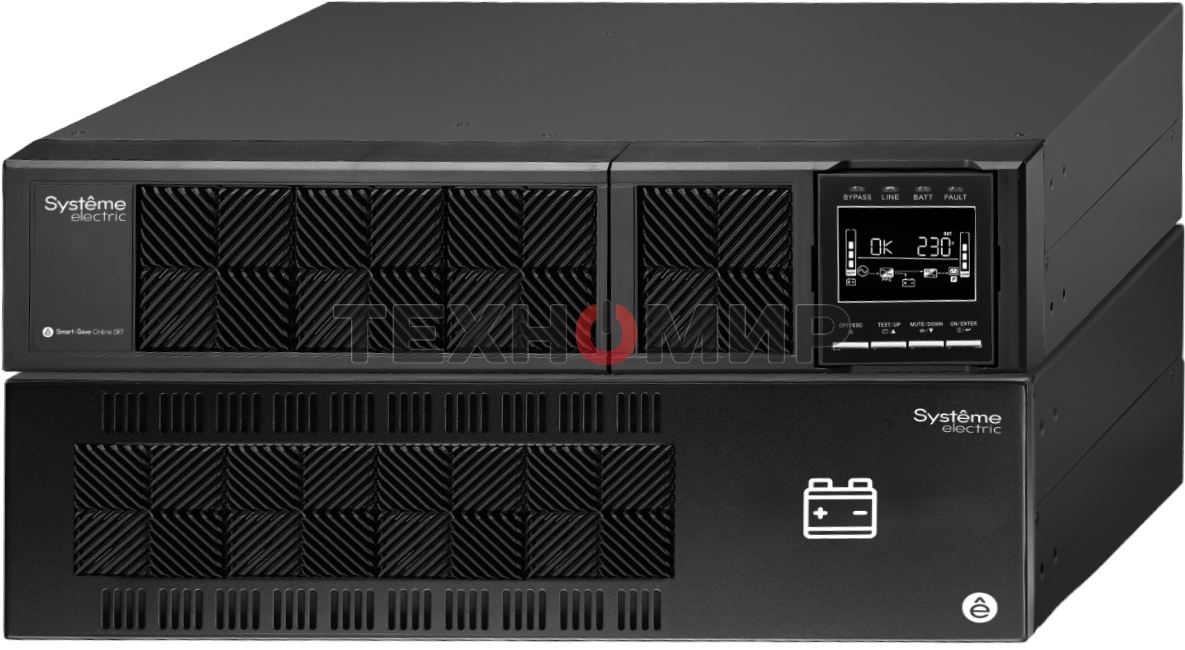 Источник бесперебойного питания Systeme Electriс Smart-Save Online SRT, 5000VA/5000W, On-Line, Extended-run, Rack 2U+3U(Tower convertible), LCD, Out: Hardwire, SNMP Intelligent Slot, USB, RS-232, Pre-Inst. Web/SNMP