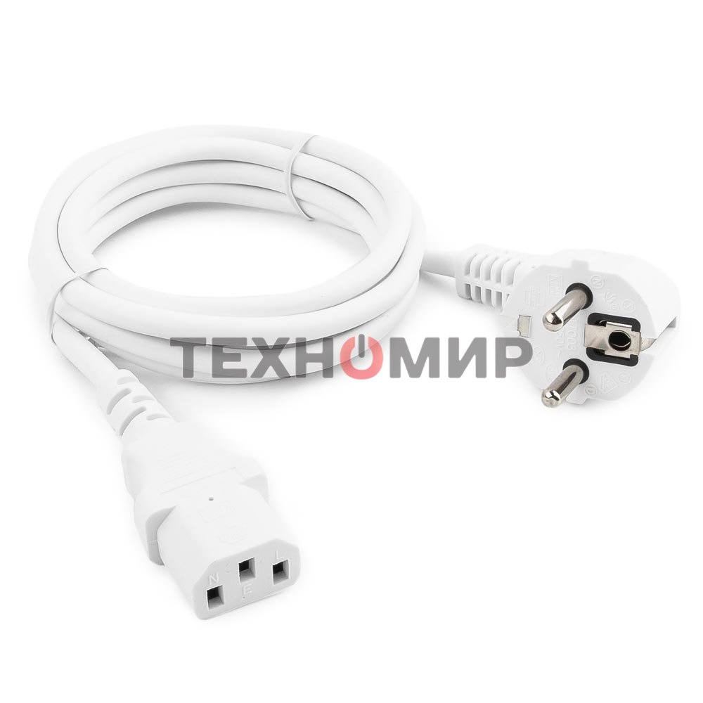 Кабель питания Gembird 1.8м, VDE(0.75мм), белый, с зазем., пакет