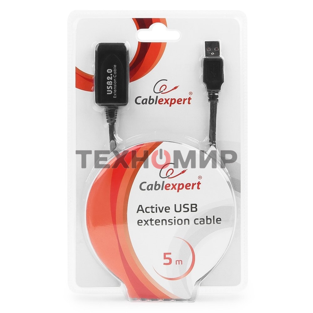 Кабель-удлинитель USB2.0 активный Gembird/Cablexpert UAE-01-5M, AM/AF, 5м