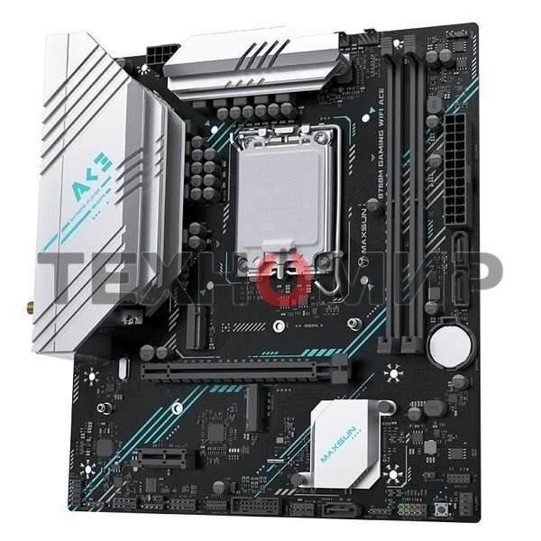 Материнская плата Maxsun B760M GAMING WIFI ACE, LGA 1700, Intel B760, 2xDDR5, 3xSATA, 2xM.2, 1xPCI-E 4.0 x16, 1xPCI-E x1, 1xHDMI, 1xVGA, 1x 1Gb LAN, 2xUSB 2.0, 4xUSB 3.2 Gen1, 7.1, mATX