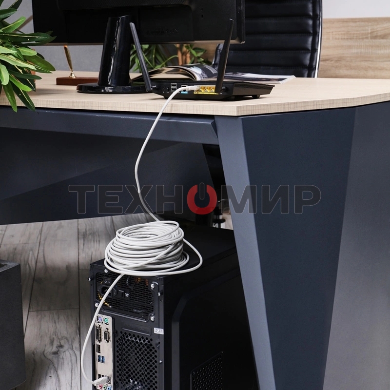 Пaтч-корд U/UTP Rexant, cat.5e, RJ45-RJ45, неэкранированный, PVC серый, 25м